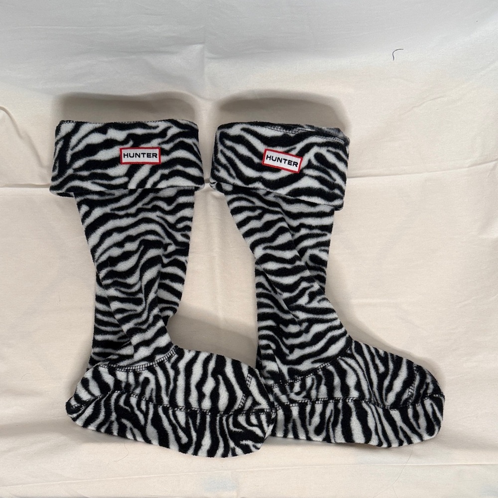 Hunter Black and White Zebra Print Tall Boot Liner Socks